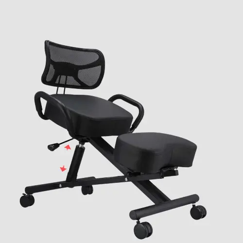 Tabouret ergonomiques sur roulettes avec soutien lombaire et poignées