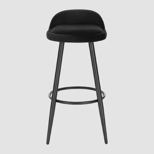 Tabouret de bar en velours et métal avec mini dossier (lot de 2)