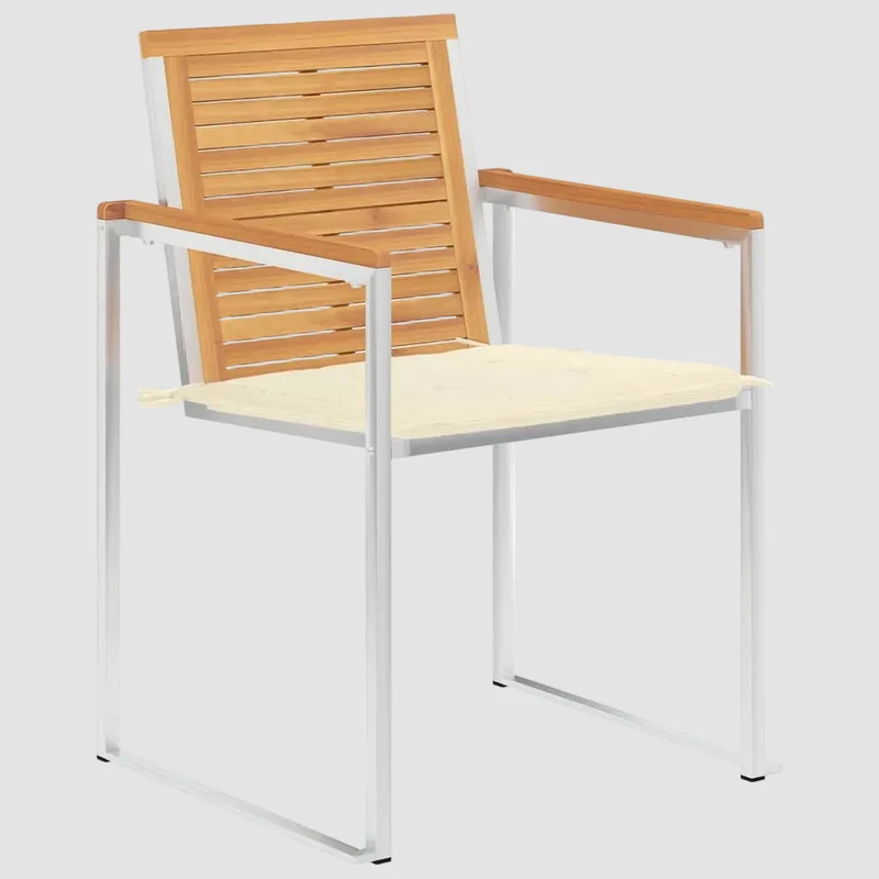 Chaise de terrasse avec coussins en bois de teck et alu - Salon de jardin