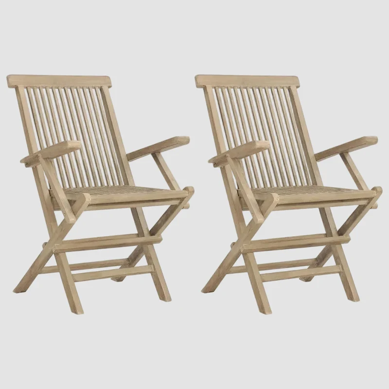 Salon de jardin - Lot de chaises pliantes en bois de teck 56x61x89 cm