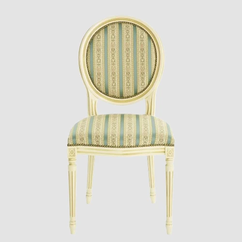Chaise louis XVI médaillon tissu et bois - LUIGI